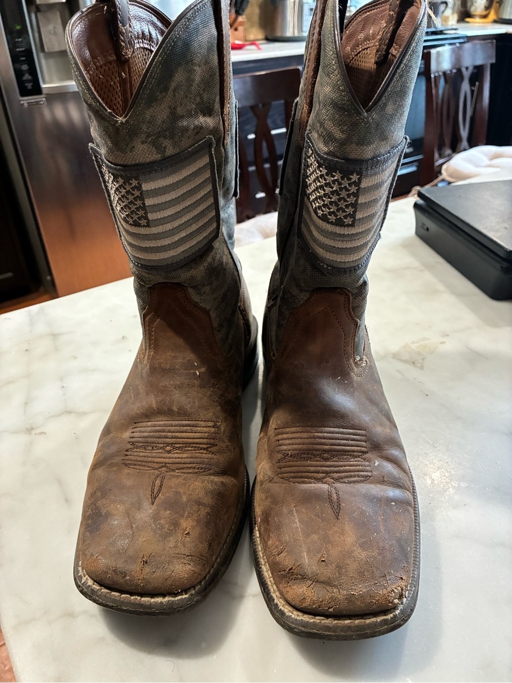 Ariat Men's Boots Western Patriot  Camo American Flag Mocha Suede 8EE